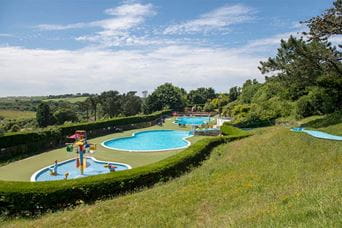 Outdoor swimming pools at Newquay Holiday Park in Cornwall