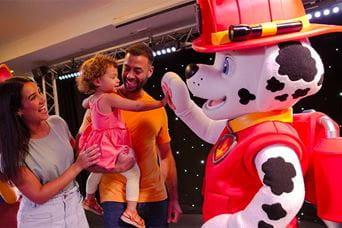 A family meet and greet with a Paw Patrol character on a Parkdean Resorts Tots Break
