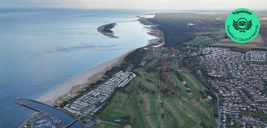 An aerial view over Nairn in Scotland