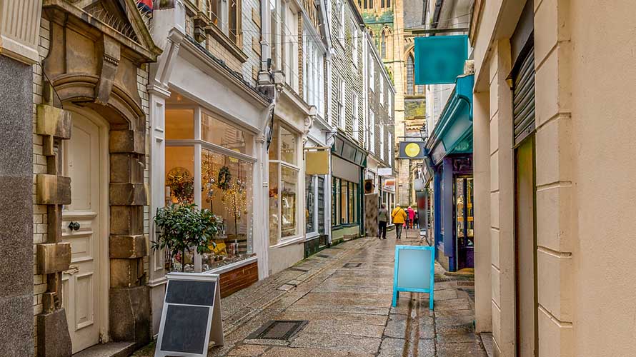 A charming shopping street in Truro