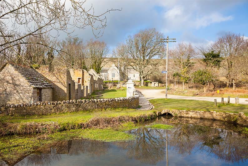 Abandoned cottages in the village of Tyneham in Dorset