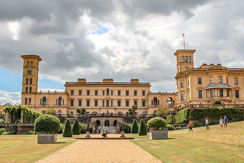 The gardens and front of Osborne House on the Isle of Wight