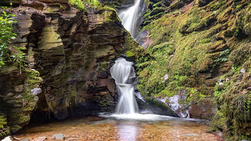 A serene waterfall in Cornwall