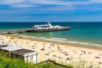 A summer day at Bournemouth Beach and pier