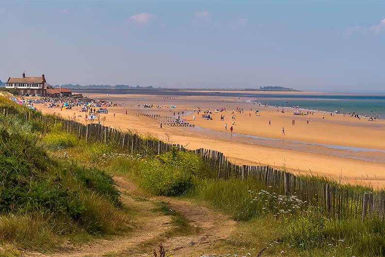Grassy dunes overlooking Brancaster Beach