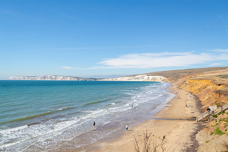 Shoreline and cliffs lining Compton Bay