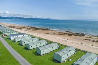 Caravans overlooking Embo Beach in Scotland