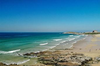 Waves rolling into Fistral Beach in Newquay