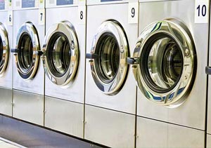 A row of washing machines