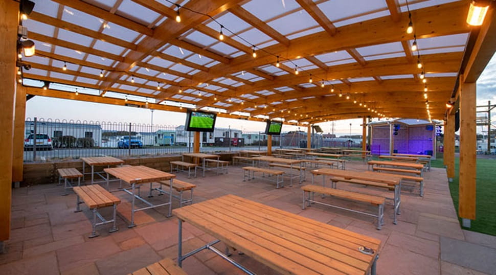 large covered out door seating area