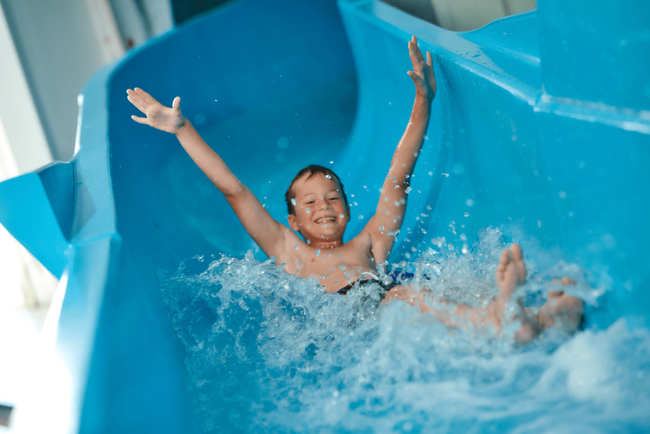 Boy on waterslide