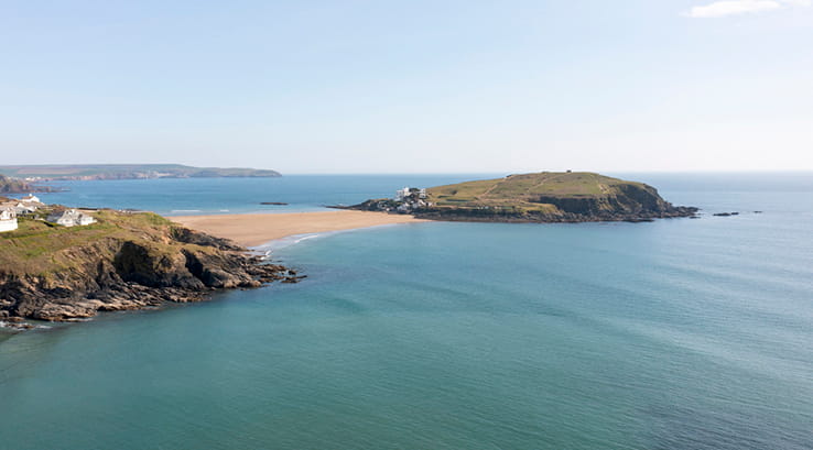 An elevated view of Burgh Island in Devon