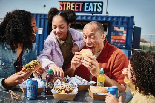 Family enjoying Street Eats at Parkdean Resorts