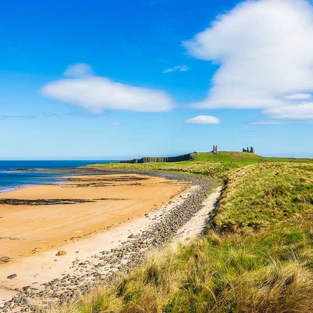 a long stretch of beautiful beach in Northumberland
