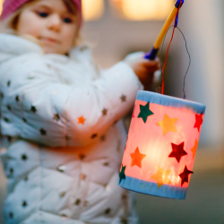 a child with lantern