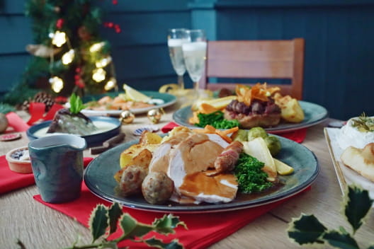 table scene of christmas food