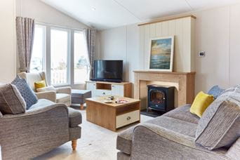 a cosy lodge living room