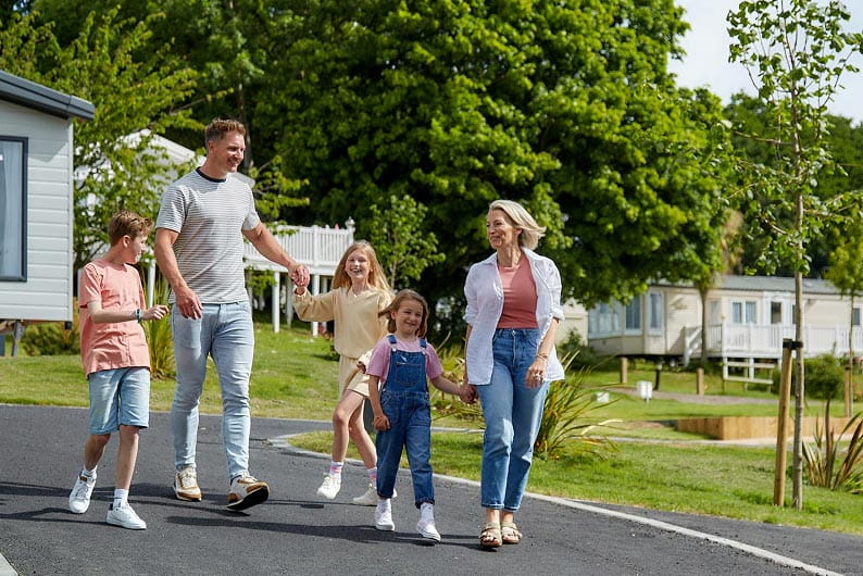 Family at holiday park