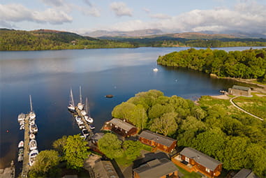 Lakeside lodges at White Cross Bay Holiday Park in the Lake District