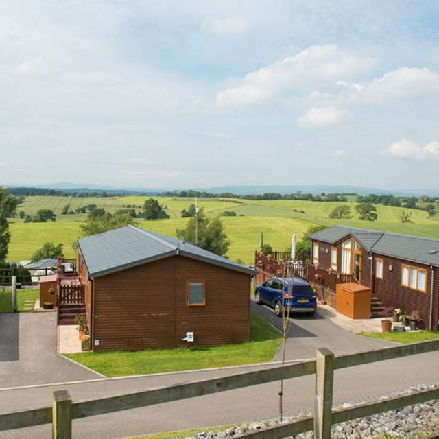 holiday lodge looking out over countryside