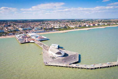birds eye view of Clacton Pier
