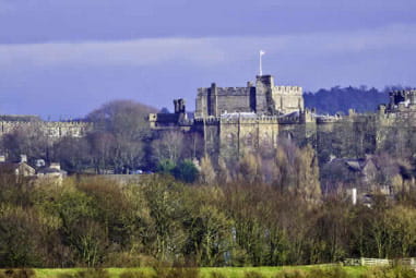 sky level view of Lancaster castle from far away