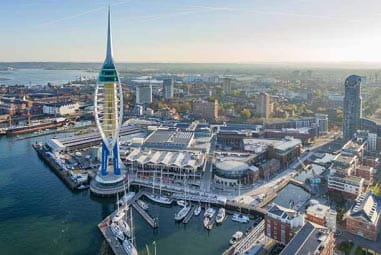 birds eye view of Spinnaker Tower