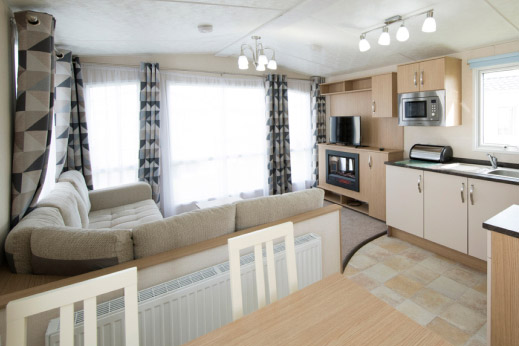 Internal shot of living room of a caravan