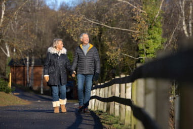 Couple walking in the cold air