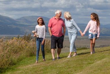 Family walking hand in hand
