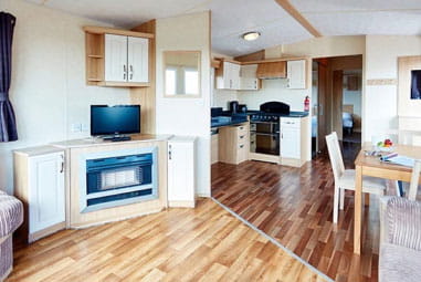A view of the spacious living room available in the accessible accommodation