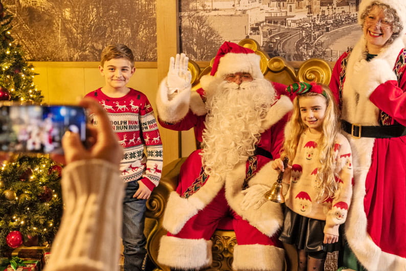 Family with santa