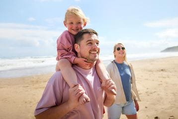 Family on beach