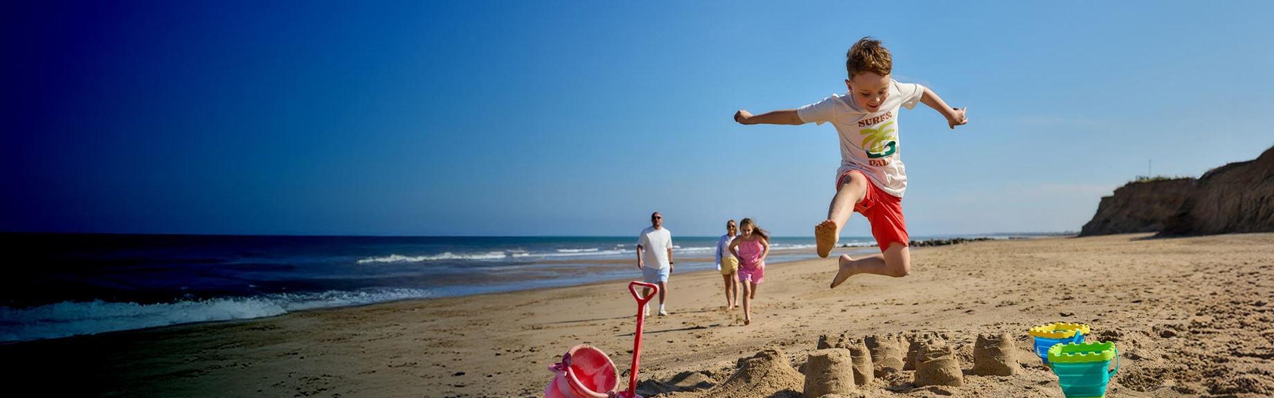 Family on beach