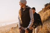 Couple walking on coast