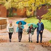 Family walking in autumn
