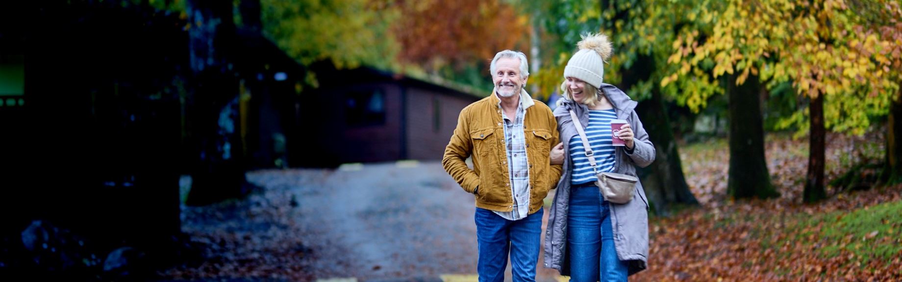 Couple walking in autumn