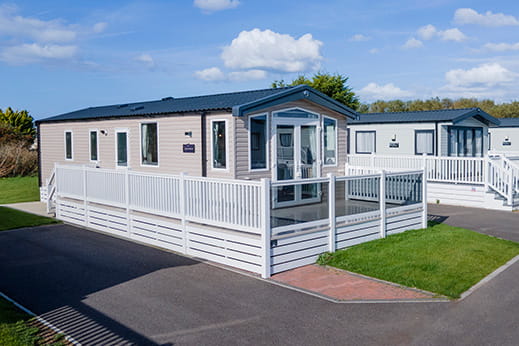 The exterior of a brand new static caravan for sale
