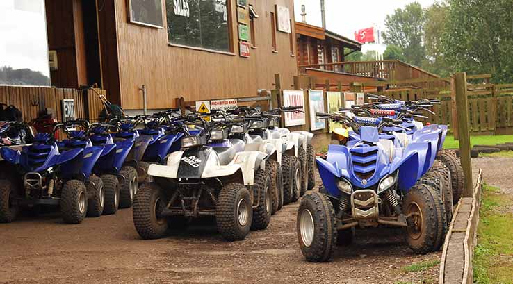 Quad bikes lined up at Quad World