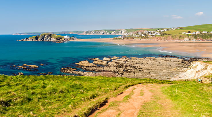 Panoramic view of Bantham Beach