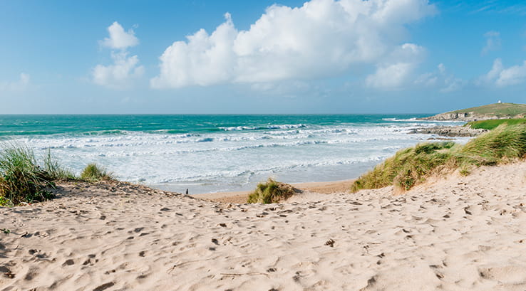 sand dunes at Fistral beach