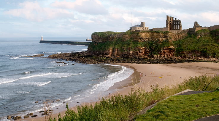 Tynemouth Priory overlooking King Edward's Bay Beach