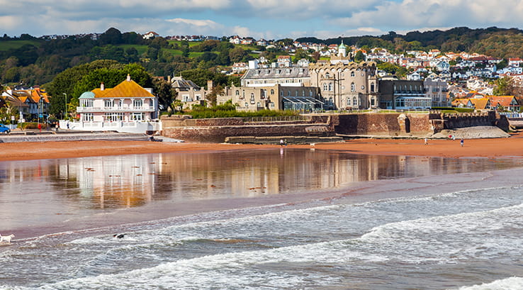 Paignton Sands beach view from out at sea
