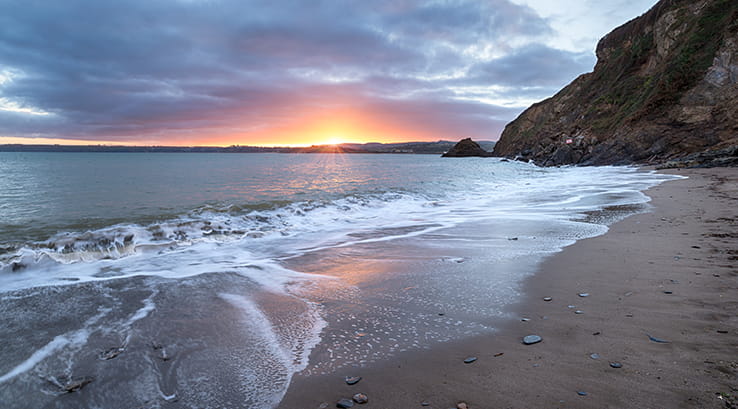 sunset at polkerris beach