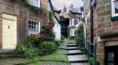 A cobbled street in Robin Hood's Bay