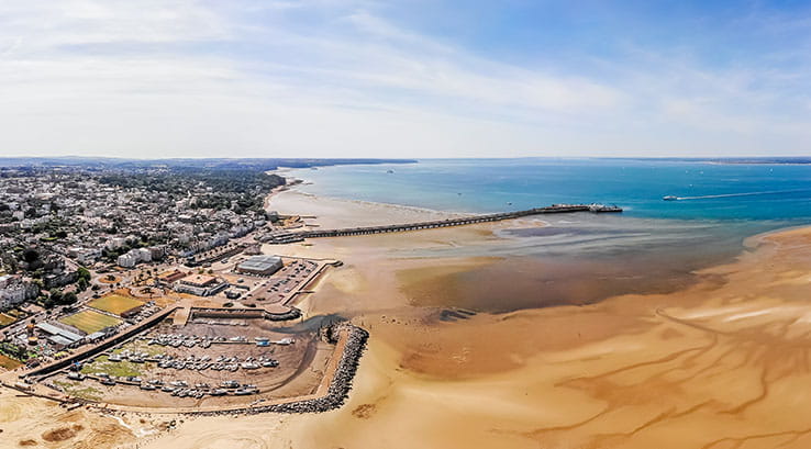An aerial view of Ryde Beach on the Isle of Wight