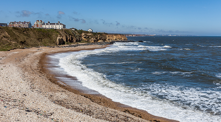 Waves rolling in at Seaham Beach, County Durham