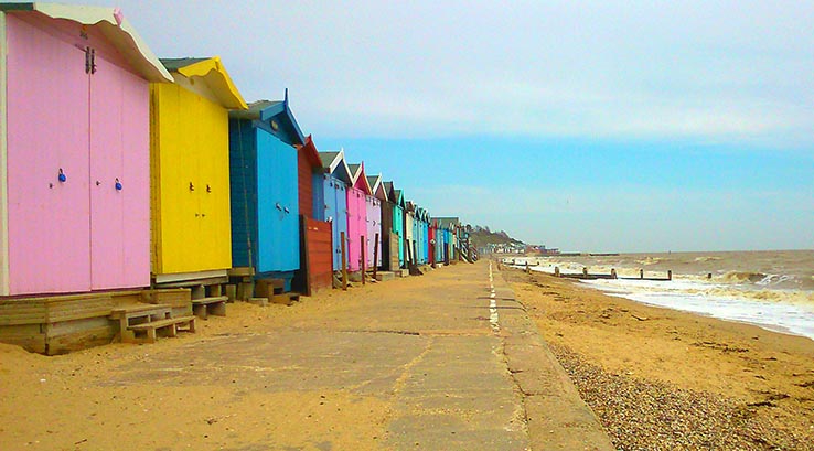 Colourful beach huts on Walton on the Naze Beach