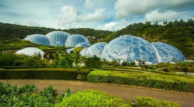 The Eden Project domes from a distance