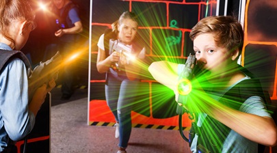 Kids playing Laser Quest